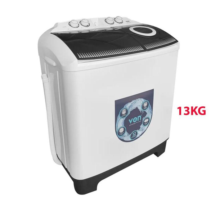 VON 13Kg Jumbo Semi Automatic Top Load Twin Tub Washing Machine with a dryer+1 YEAR WARRANTY