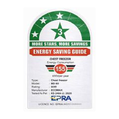 Ecomax 60L Freezer 3-Star Energy Saving Rated Business Freezer, Perfect for Ice Cream & Meat Storage