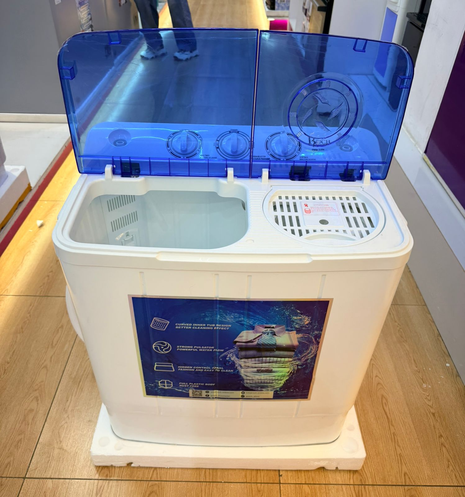 ROCH 7.5KG Twin Tub Washing Machine,Powerful Semi Automatic Top Load Clothes Washer with Spin Dryer