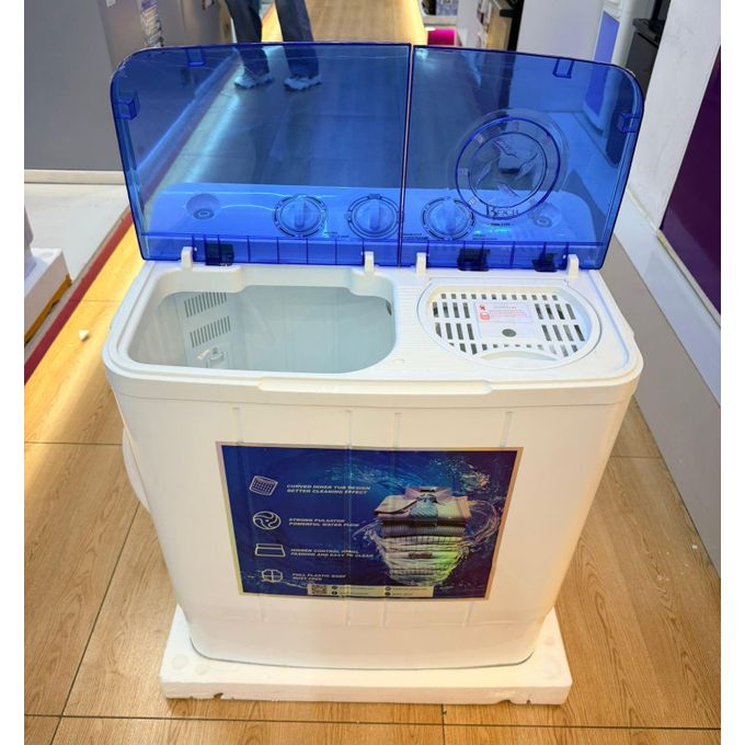 ROCH 7.5KG Twin Tub Washing Machine,Powerful Semi Automatic Top Load Clothes Washer with Spin Dryer