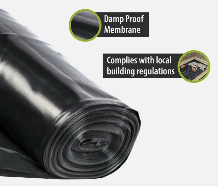 General Purpose Black/Clear Polythene Sheeting Roll 500 Gauge (125 Micron) – Heavy/Medium Duty Waterproof Plastic Cover Sheet – 1.2M Wide