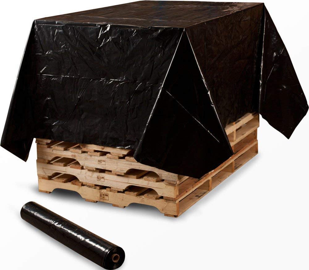 General Purpose Black/Clear Polythene Sheeting Roll 500 Gauge (125 Micron) – Heavy/Medium Duty Waterproof Plastic Cover Sheet – 1.2M Wide