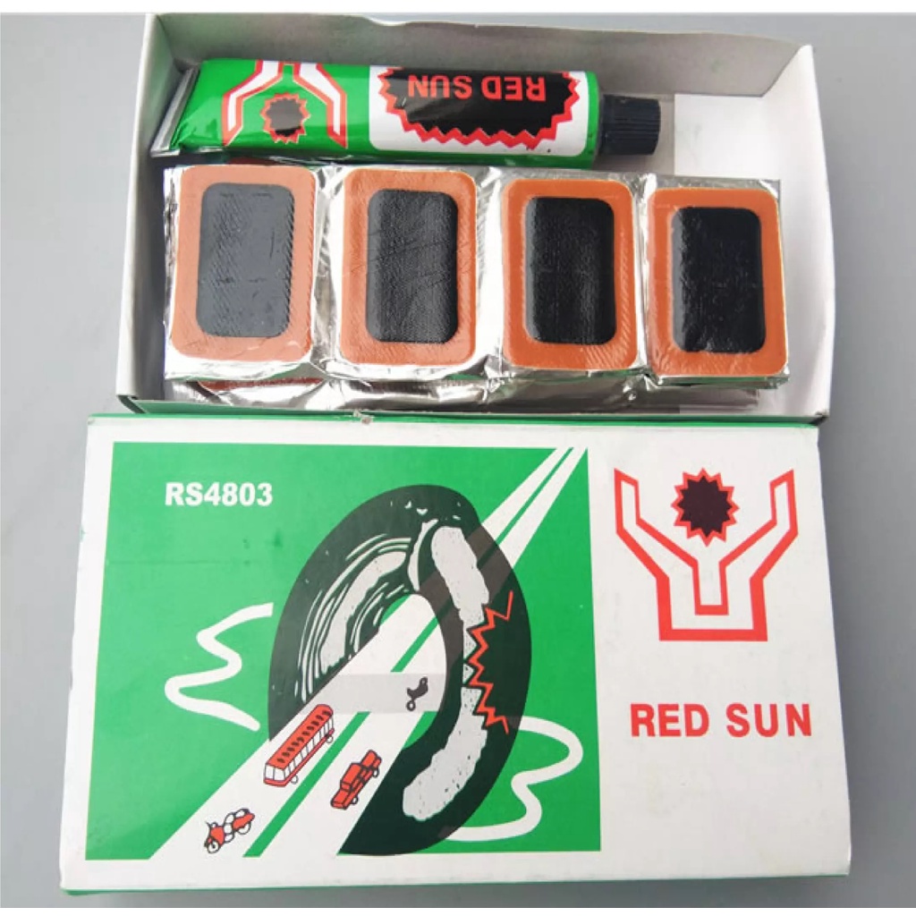 Strong Adhesive/Glue Repair Bike Tire Tyre Puncture Cold Patch Kit for Bicycles, Motorbike Tires