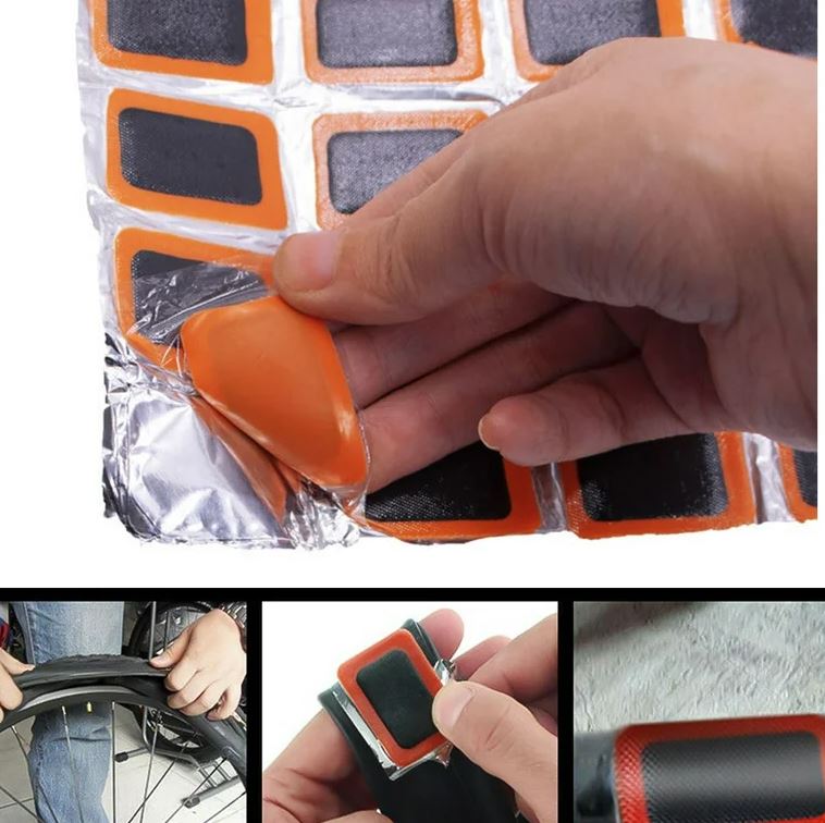 Strong Adhesive/Glue Repair Bike Tire Tyre Puncture Cold Patch Kit for Bicycles, Motorbike Tires