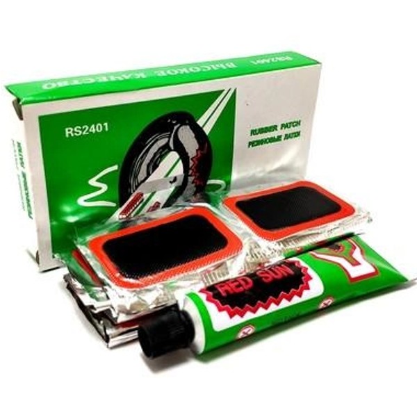 Strong Adhesive/Glue Repair Bike Tire Tyre Puncture Cold Patch Kit for Bicycles, Motorbike Tires