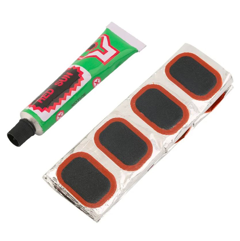 Strong Adhesive/Glue Repair Bike Tire Tyre Puncture Cold Patch Kit for Bicycles, Motorbike Tires