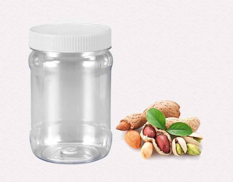 Clear PET Food Storage Jars with Airtight Ribbed Lids – Reusable Plastic Packaging Containers for Peanut Butter, Honey, Jam, Spices, Nuts, Seeds & Spreads