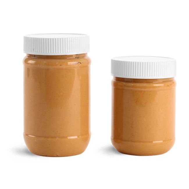 Clear PET Food Storage Jars with Airtight Ribbed Lids – Reusable Plastic Packaging Containers for Peanut Butter, Honey, Jam, Spices, Nuts, Seeds & Spreads
