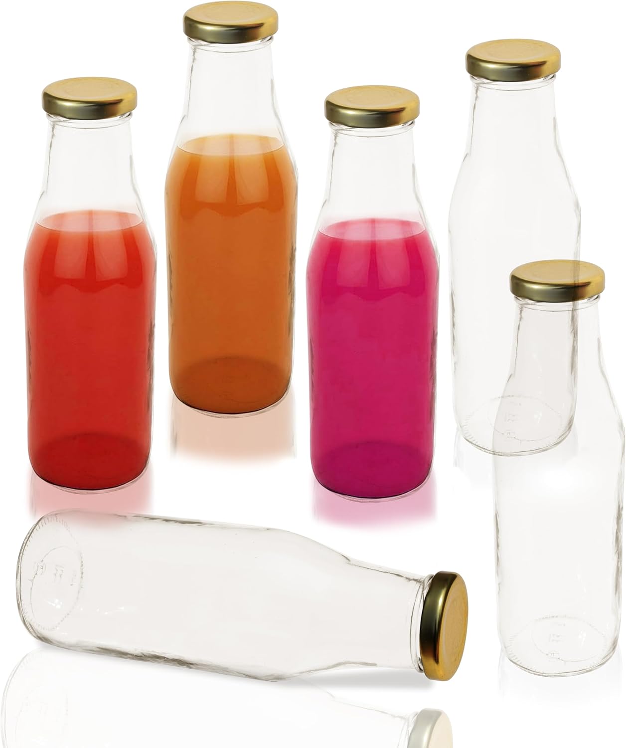 Multipurpose Reusable Glass Milk Bottle with Airtight Lid for Water, Juice, Smoothie & Kombucha Storage (450ml / 1000ml)