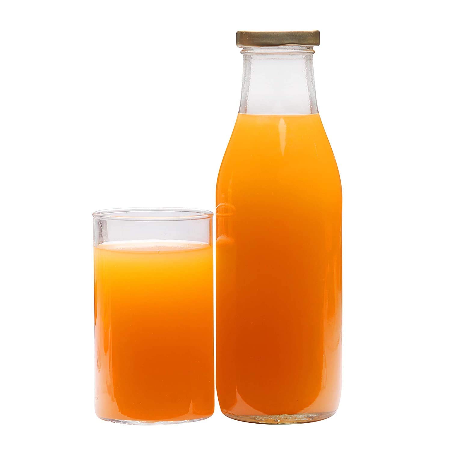 Multipurpose Reusable Glass Milk Bottle with Airtight Lid for Water, Juice, Smoothie & Kombucha Storage (450ml / 1000ml)