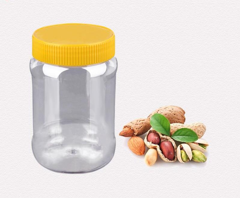 Clear PET Food Storage Jars with Airtight Ribbed Lids – Reusable Plastic Packaging Containers for Peanut Butter, Honey, Jam, Spices, Nuts, Seeds & Spreads