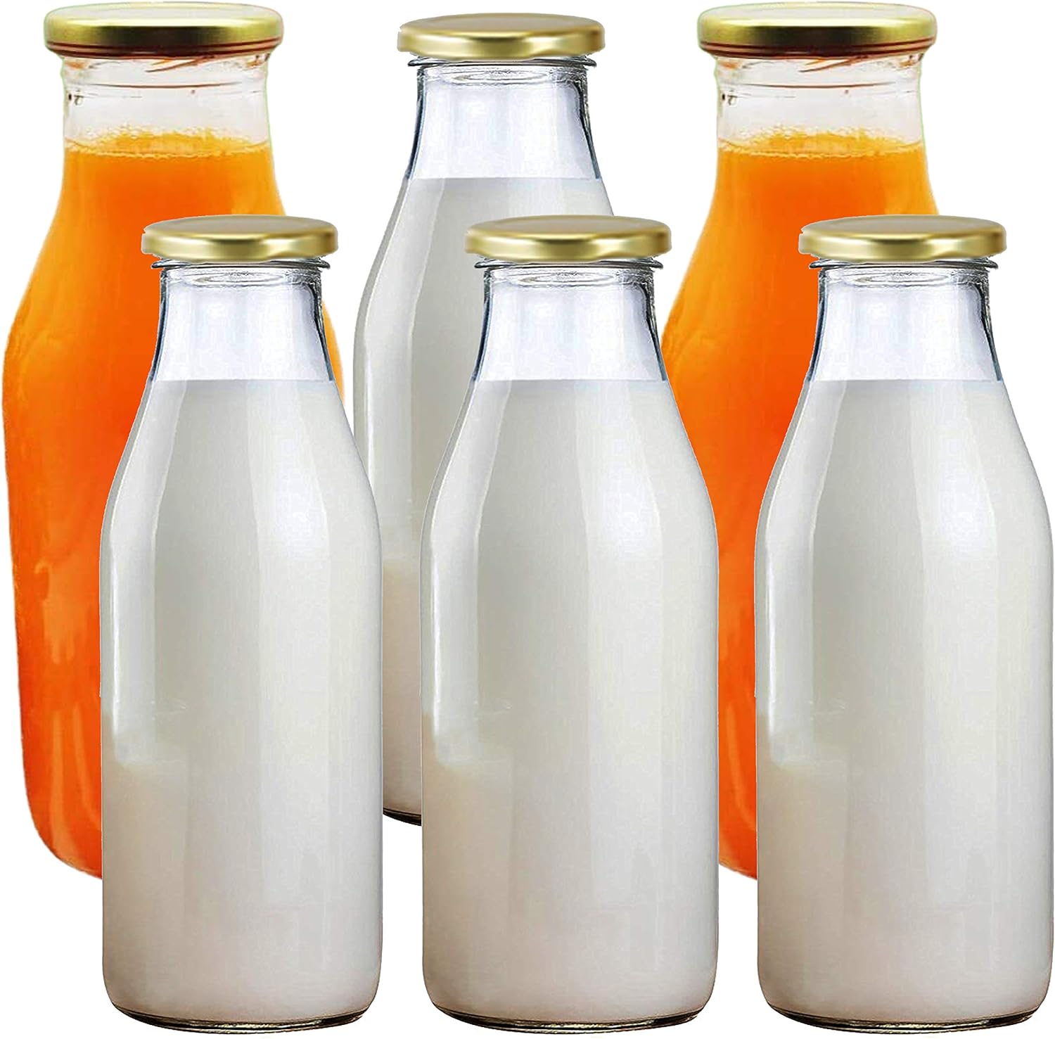 Multipurpose Reusable Glass Milk Bottle with Airtight Lid for Water, Juice, Smoothie & Kombucha Storage (450ml / 1000ml)