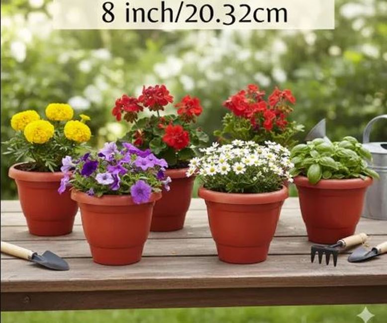Plastic Nursery Plant Pots Indoor & Outdoor Flower Planters with Drainage Holes for Seedlings, Herbs, Succulents & Transplants