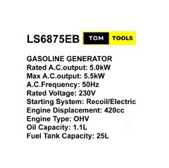 LS6875EB 5.5KW LOW NOISE Petrol Generator with Wheels