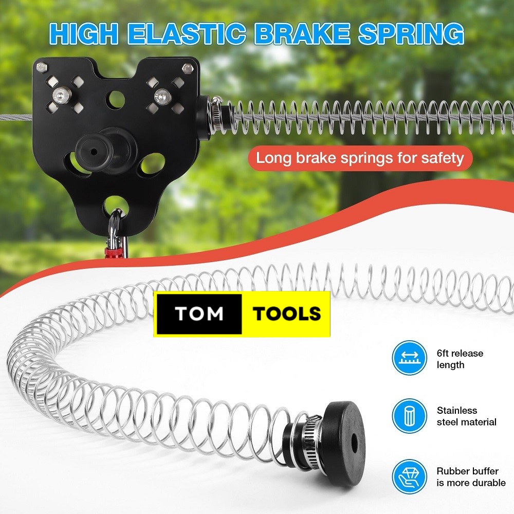 30m 100FT Zip Line for Adults and Kids with Spring Brake and Harness