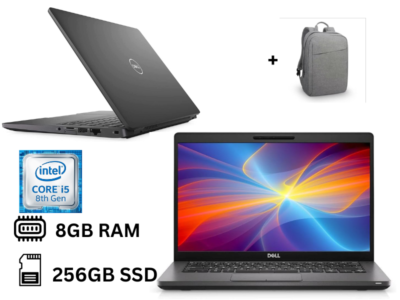 Refurbished DELL Latitude 5300 8GB RAM 256GB SSD 8th generation 13.3 inches FHD Windows 11 pro HDMI, Camera, WIFI, Notebook PC +bag