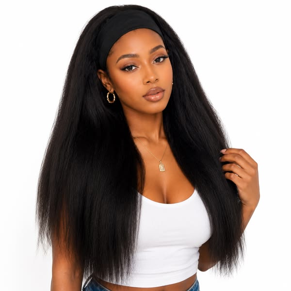 Long soft straight headband wig