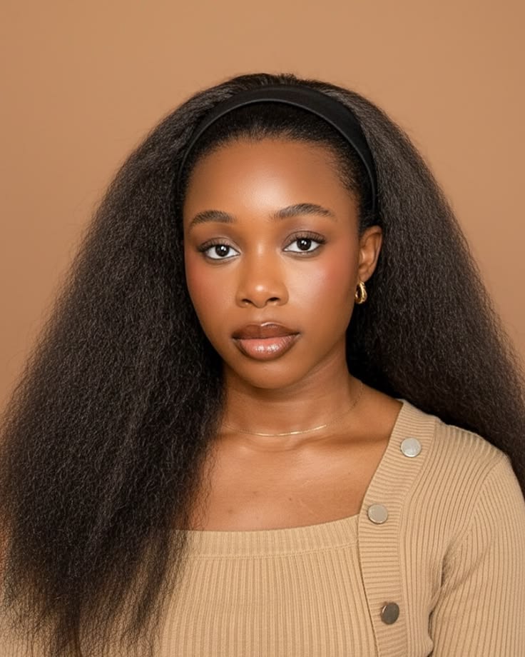 Kinky straight headband wig