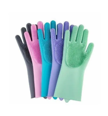 OFFER!OFFER 2PCS Silicone Washing Gloves - Reusable Dishwashing Gloves with Scrubber Pads, Non-Slip Grip, Heat Resistant & Waterproof for Kitchen Cleaning, Dishes, and Bathroom Scrubbing
