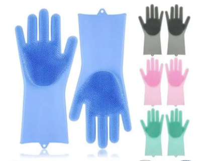 OFFER!OFFER 2PCS Silicone Washing Gloves - Reusable Dishwashing Gloves with Scrubber Pads, Non-Slip Grip, Heat Resistant & Waterproof for Kitchen Cleaning, Dishes, and Bathroom Scrubbing