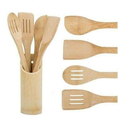 MWIKO SET  Bamboo Cooking Spoon Set – Natural Non-Stick Utensils for Cooking and Serving, Eco-Friendly Kitchen Tools, Durable Wooden Spoons for Non-Stick Cookware, Ideal for Home & Professional Use