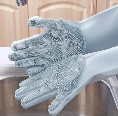 OFFER!OFFER 2PCS Silicone Washing Gloves - Reusable Dishwashing Gloves with Scrubber Pads, Non-Slip Grip, Heat Resistant & Waterproof for Kitchen Cleaning, Dishes, and Bathroom Scrubbing