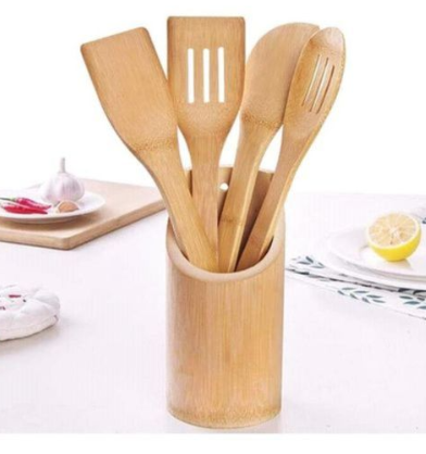 MWIKO SET  Bamboo Cooking Spoon Set – Natural Non-Stick Utensils for Cooking and Serving, Eco-Friendly Kitchen Tools, Durable Wooden Spoons for Non-Stick Cookware, Ideal for Home & Professional Use