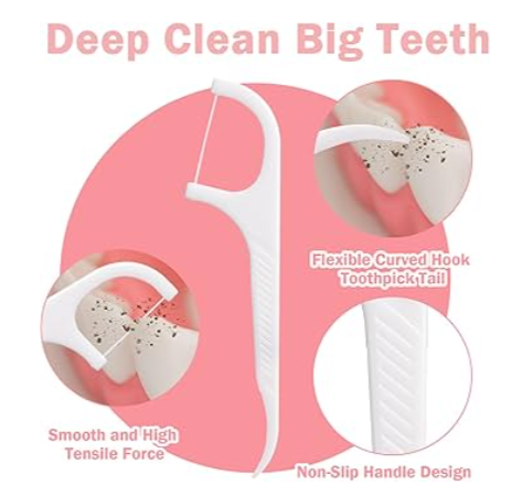 50pc pack of 2 way dental floss toothpicks, Dental Floss Flosser Picks Toothpicks Teeth Stick Interdental Brush Tooth Cleaning Dental Floss Pick Oral Care