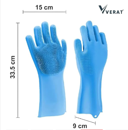 OFFER!OFFER 2PCS Silicone Washing Gloves - Reusable Dishwashing Gloves with Scrubber Pads, Non-Slip Grip, Heat Resistant & Waterproof for Kitchen Cleaning, Dishes, and Bathroom Scrubbing