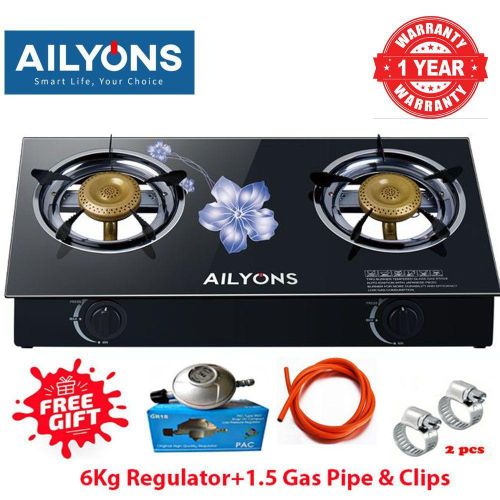 💦🍒SHOP NOW🍒SAVE BIg🍒💦AILYONS 2 Burner Glass Top Gas Cooker With Infrared Double Burner+FREE GIFTS.Tempered Glass Surface
Auto Ignition with piezo
Whirlwind burner for more durability and efficien