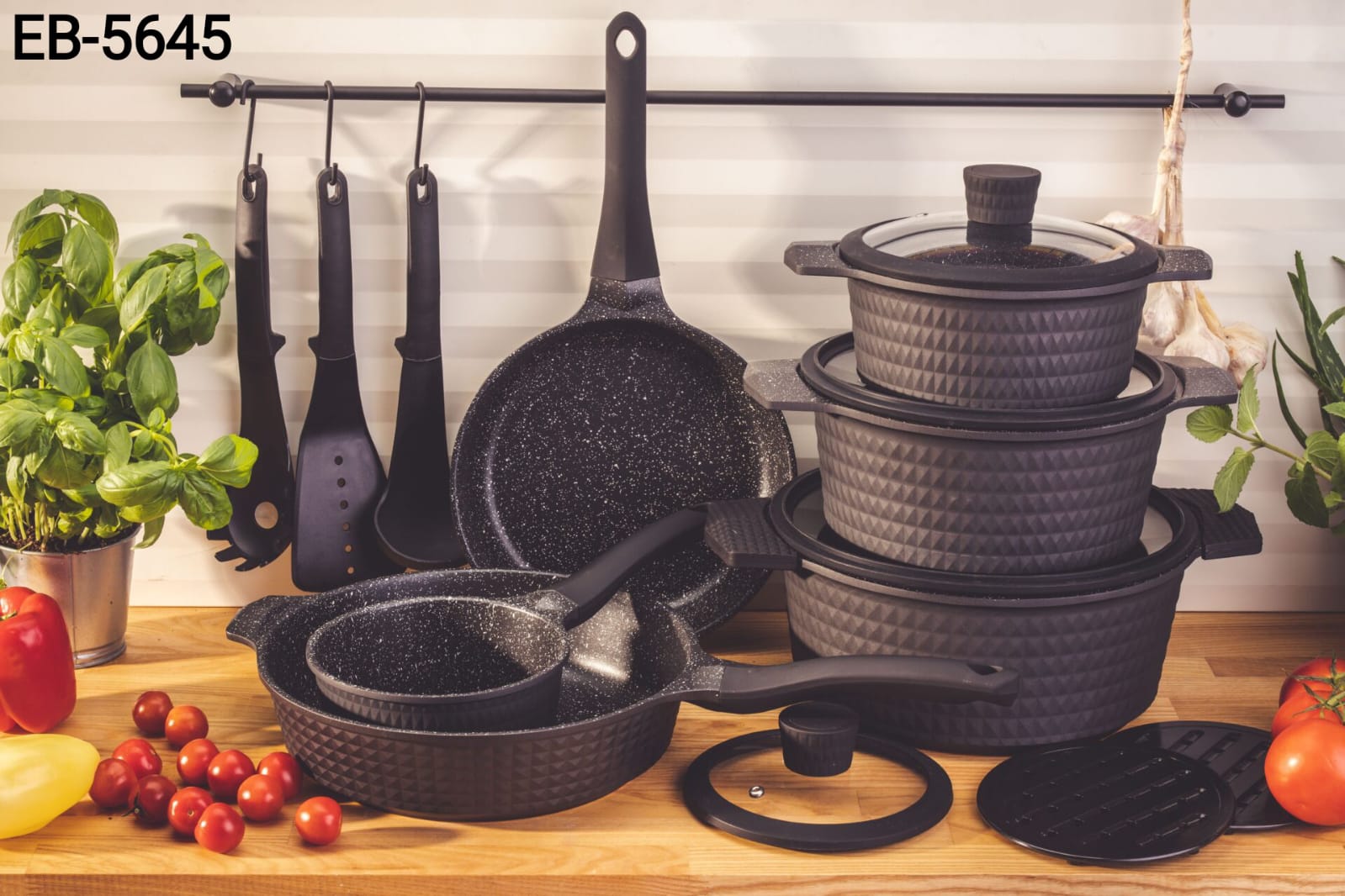 🔥NEW INN !! 🔥EDENBERG 15 PIECES Cookware Set / Cooking Set - Non-Stick, PFOA Free, Lightweight Aluminium 🔥