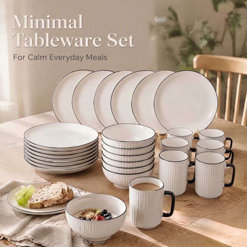 24pcs  Japanese Dinner set on Offer.Heavy durable ceramic materialThis collection includes 6 cups ,6 salad plates, 6 bowls,6 dinner plates  24pcs Unique Heavy Ceramic Dinner Plates.Elegant and adorabl