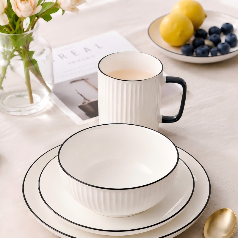 24pcs  Japanese Dinner set on Offer.Heavy durable ceramic materialThis collection includes 6 cups ,6 salad plates, 6 bowls,6 dinner plates  24pcs Unique Heavy Ceramic Dinner Plates.Elegant and adorabl