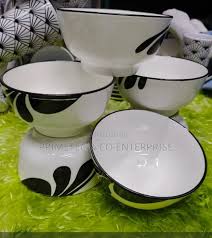 6Pcs White Black Ceramic Bowls Set – Elegant Two-Tone Design for Everyday Use, Dining & Entertaining, Durable Stylish Tableware for Home, Kitchen & Restaurant Use