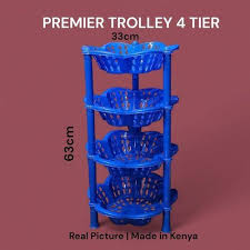 Premier 4-Tier Fruit Rack Trolley – Multi-Purpose Kitchen Storage Organizer for Fruits, Vegetables and Pantry Essentials, Stylish Countertop and Floor Standing Trolley for Home Use