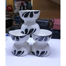 6Pcs White Black Ceramic Bowls Set – Elegant Two-Tone Design for Everyday Use, Dining & Entertaining, Durable Stylish Tableware for Home, Kitchen & Restaurant Use