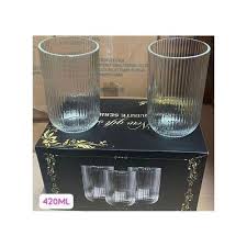 440ml Ribbed Glass Drinking Cup for Juice and Water – Stylish Textured Glass Tumbler for Home, Kitchen, Dining, Restaurant, and Everyday Refreshments