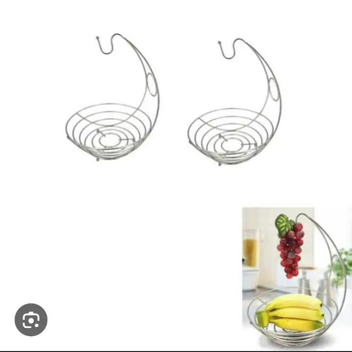 Original Stainless Steel Banana Hook Fruit Rack with Fruit Basket – Premium Countertop Fruit Organizer for Bananas and Fresh Produce, Rust-Resistant Kitchen Storage Stand for Home Use