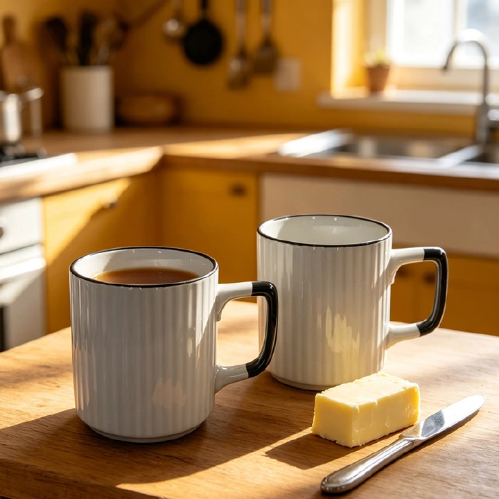 6Pcs 310ml Porcelain Coffee Mugs Set – High Quality Ceramic Tea, Milk & Coffee Cups Combo, Durable Everyday Drinkware for Home, Kitchen & Office Use