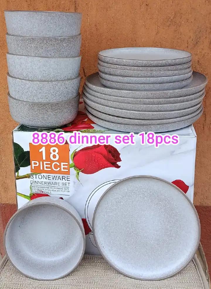 18Pcs Sized Ceramic Dinner Set – 6pcs 10.5" Dinner Plates, 6pcs 8" Side Plates & 6pcs 6" Bowls, Complete Graduated Tableware Combo for Home, Kitchen & Family Dining
