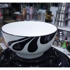 6Pcs White Black Ceramic Bowls Set – Elegant Two-Tone Design for Everyday Use, Dining & Entertaining, Durable Stylish Tableware for Home, Kitchen & Restaurant Use