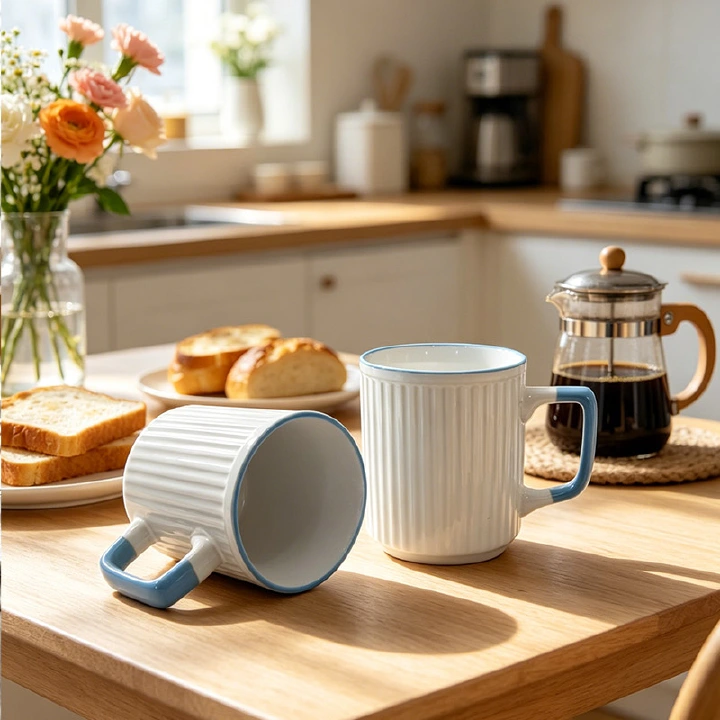 6Pcs 310ml Porcelain Coffee Mugs Set – High Quality Ceramic Tea, Milk & Coffee Cups Combo, Durable Everyday Drinkware for Home, Kitchen & Office Use