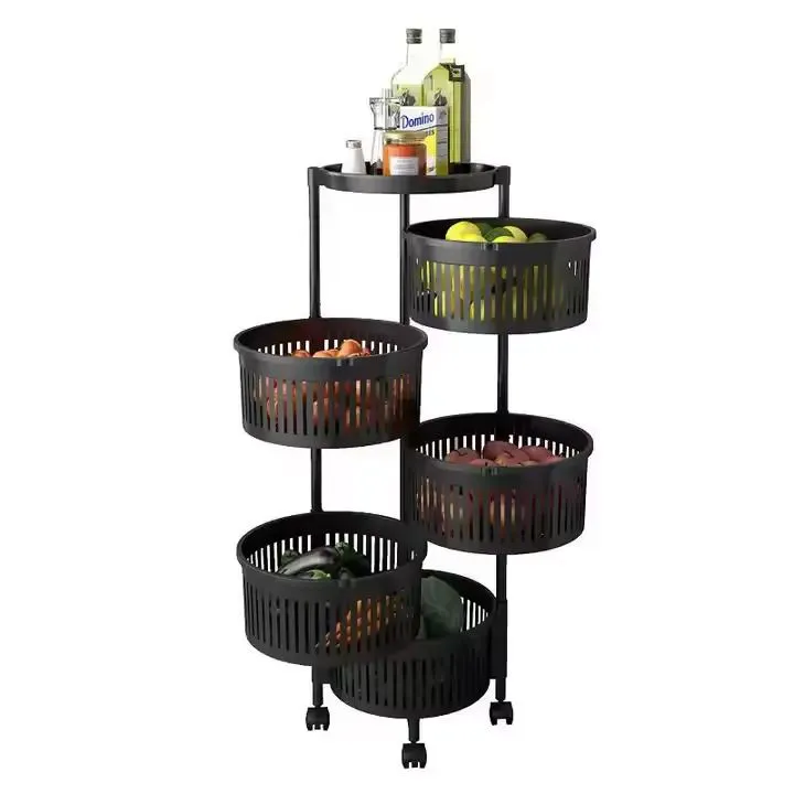 4-Tier Plastic Kitchen Fruit & Vegetable Rack Trolley – Non-Toxic, Food-Safe Multilevel Storage Organizer for Fruits, Vegetables and Kitchen Essentials at Home