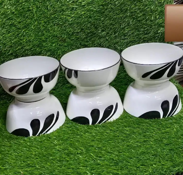 6Pcs White Black Ceramic Bowls Set – Elegant Two-Tone Design for Everyday Use, Dining & Entertaining, Durable Stylish Tableware for Home, Kitchen & Restaurant Use