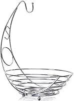 Original Stainless Steel Banana Hook Fruit Rack with Fruit Basket – Premium Countertop Fruit Organizer for Bananas and Fresh Produce, Rust-Resistant Kitchen Storage Stand for Home Use