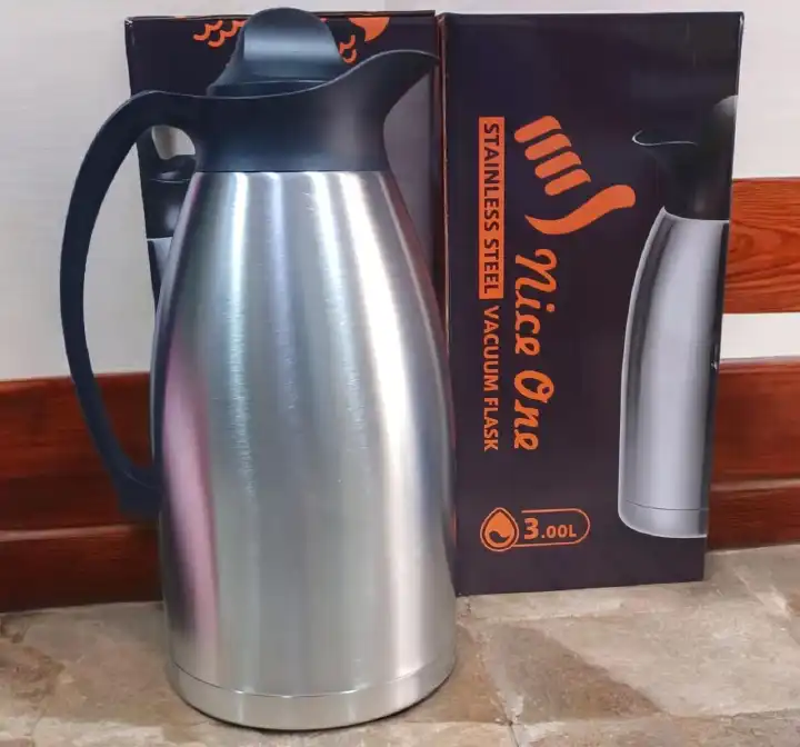 Nice One Unbreakable Big Capacity Vacuum Flask 2L or 3L for Water, Milk, or Coffee – Stainless Steel Thermos Bottle Keeps Drinks Hot or Cold, Durable Vacuum Jug Coffee Pot