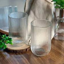 440ml Ribbed Glass Drinking Cup for Juice and Water – Stylish Textured Glass Tumbler for Home, Kitchen, Dining, Restaurant, and Everyday Refreshments