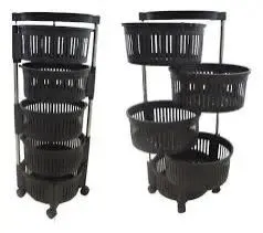 4-Tier Plastic Kitchen Fruit & Vegetable Rack Trolley – Non-Toxic, Food-Safe Multilevel Storage Organizer for Fruits, Vegetables and Kitchen Essentials at Home
