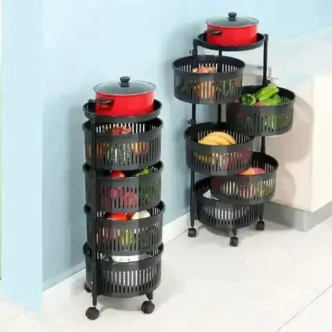 4-Tier Plastic Kitchen Fruit & Vegetable Rack Trolley – Non-Toxic, Food-Safe Multilevel Storage Organizer for Fruits, Vegetables and Kitchen Essentials at Home