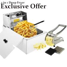 Electric Deep Fryer with Free Chips Cutter, Power Extension, and Chips Scooper – Complete Home Frying Set for Crispy Fries, Snacks, and Fried Foods